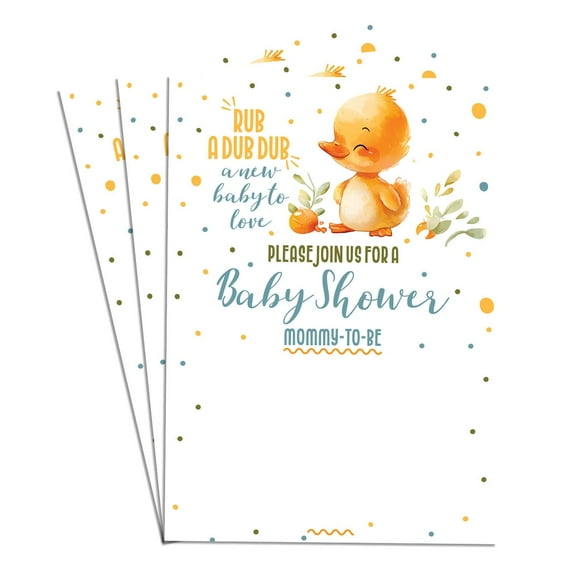 Baby Duck Shower Party Invitation To Celebrate Mom-To-Be Baby Shower Invite for Boys Girls 75 Single-Sided Baby Shower Card 5x7"