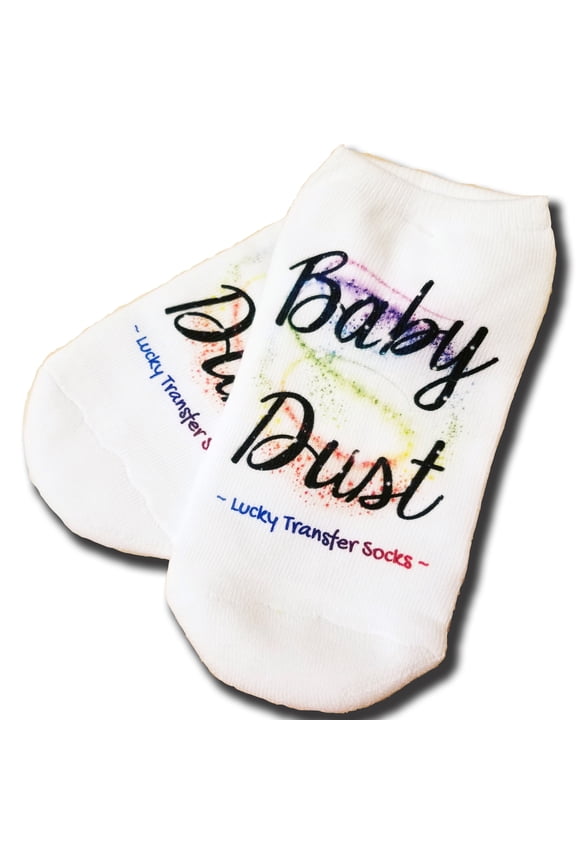 Baby Dust IVF Socks, Lucky Transfer Socks - Womens Medium No Show White
