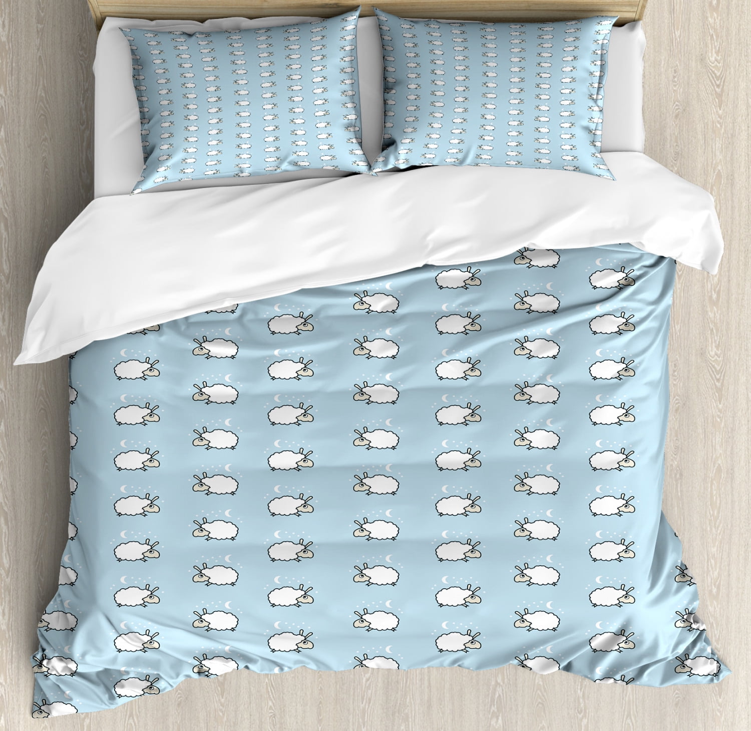 Baby Duvet Cover Set Queen Size, Counting Sheep Pattern Sleeping ...