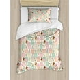 thumbnail image 1 of Baby Duvet Cover Set Twin Size, Square Checkered Pattern Cat Cow Sleeping Girl Ornamental Milk Bottle Lovely Drawing, Decorative 2 Piece Bedding Set with 1 Pillow Sham, Multicolor, by Ambesonne, 1 of 3