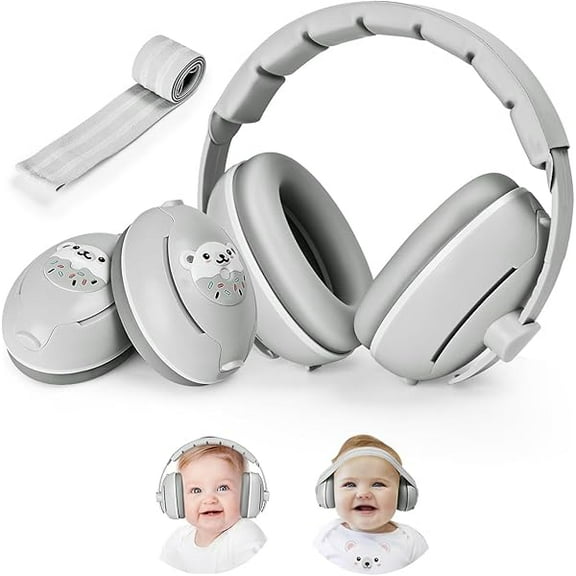 Baby Ear Defenders, 2-in-1 Baby Earmuffs for Hearing Protection, Noise Cancelling Headphones for Babies Ages 0-48 Months