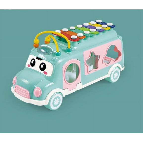 Baby Early Education Multi-Function Musical Toy, Octave Hand Percussion Set and Childrens Music Bus, Interactive Sound and Rhythm Development Instrument