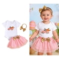 thumbnail image 1 of Baby Easter Outfit Short Sleeve Cute Print Bodysuit Tulle Skirts and Headband 3 Pcs Baby Girls Summer Outfit Set 9-12 Months Girls Clothes, 1 of 9