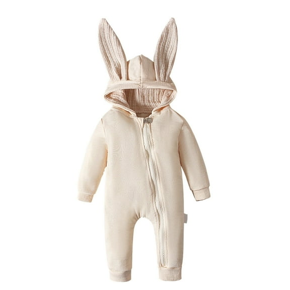 Baby Easter Outfit Toddler Boy Bunny Hooded Bodysuit Onesie Zip up Cute Crewneck Onesie