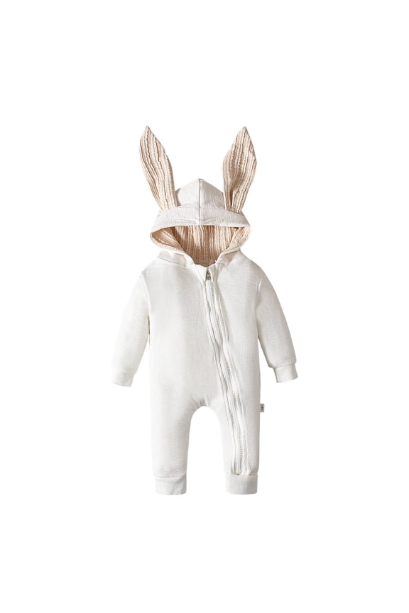 Baby Easter Outfit Toddler Girl Bunny Hooded Bodysuit Onesie with Zipper My First Easter Baby Boy Outfit