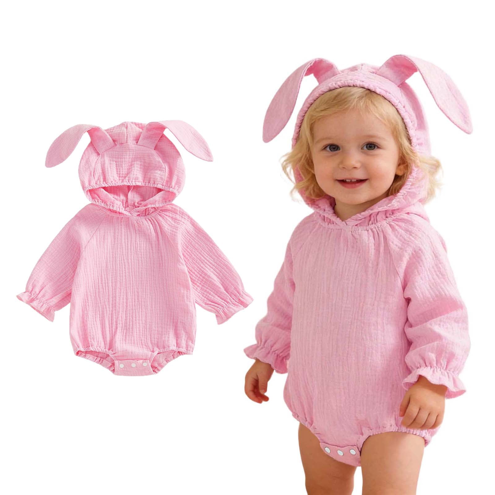 Baby Easter Outfits Long Sleeve Hooded Bunny Baby Bodysuit Romper Boy ...