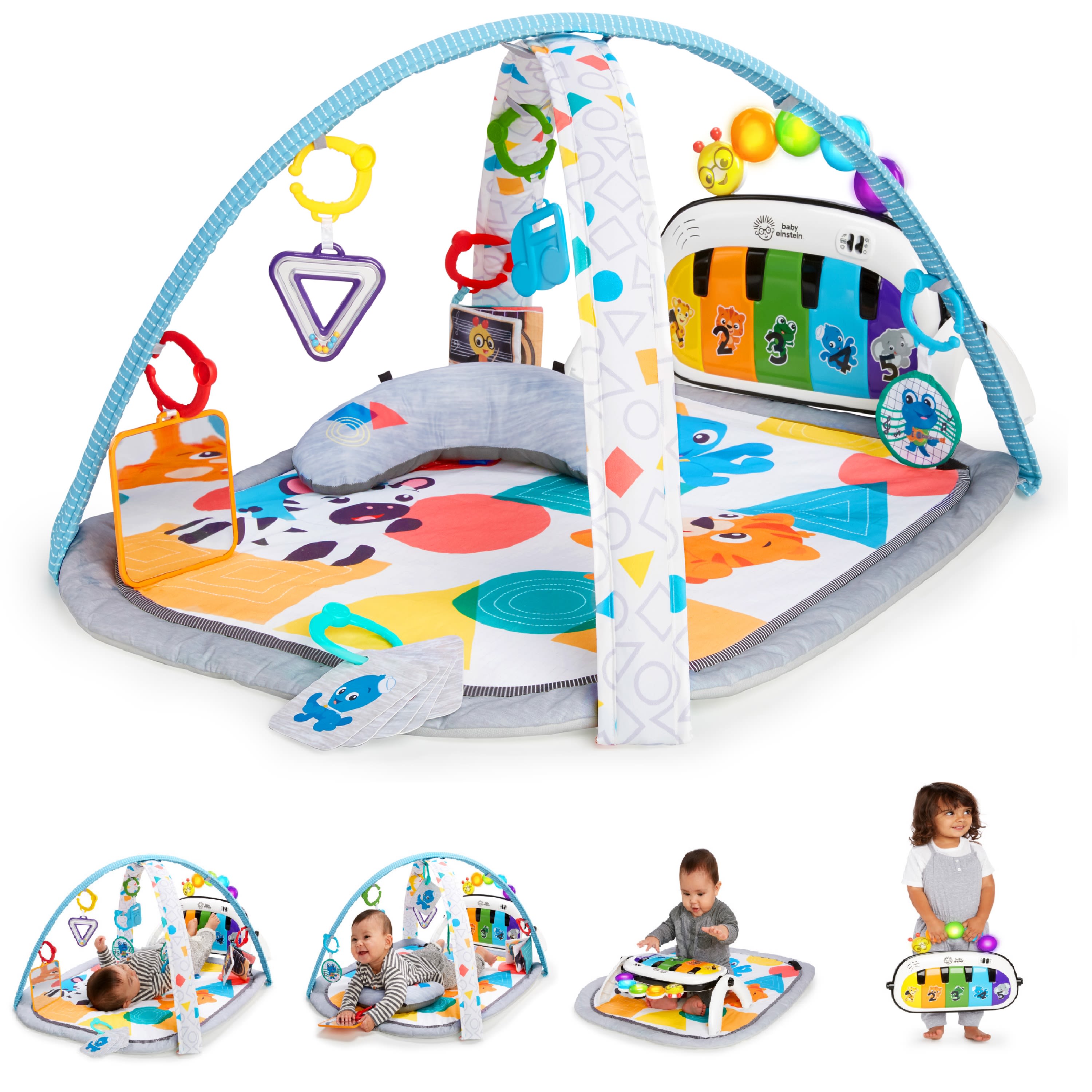 Baby Einstein Kickin' Tunes 4-in-1 Baby Activity Gym & Tummy Time Play Mat with Piano, 0-36 Months, Multicolor - image 1 of 18