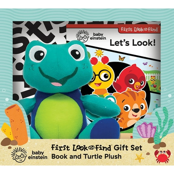 Baby Einstein: Let's Look! First Look and Find Gift Set Book and Turtle Plush, (Paperback)