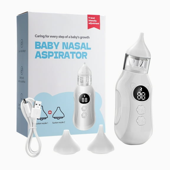 Baby Electric Nasal Aspirator,Effective Nose Sucker with 9 Adjustable Suction Levels, 2 Soft Silicone TipsRechargeable, Portable Nose Cleaner Perfect for Newborns, Infants & Toddlers to Remove Snot,