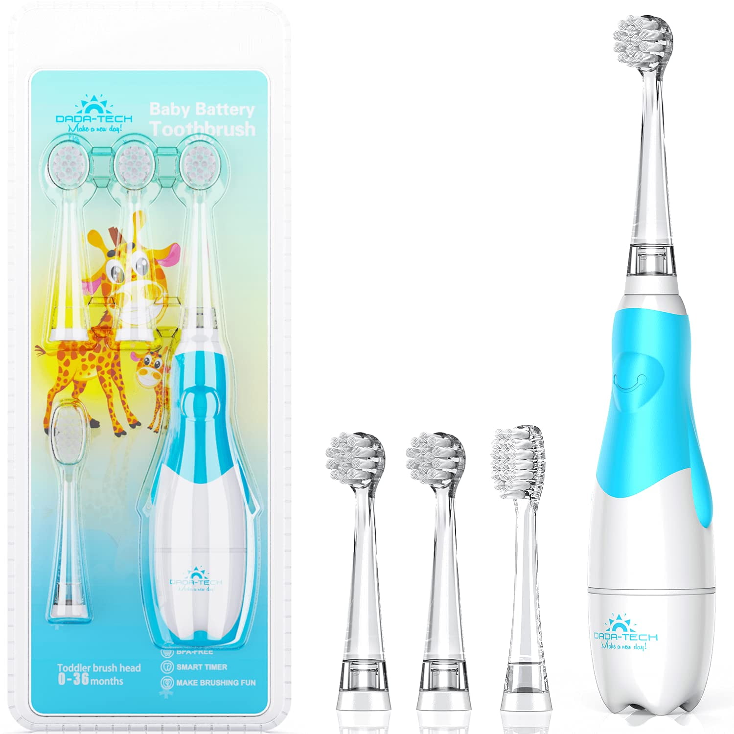 Baby Electric Toothbrush Toddler Teeth Brushes with Smart LED