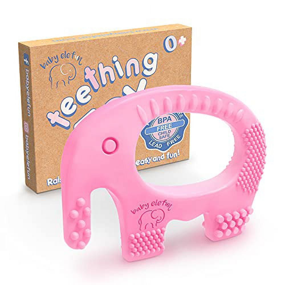 Baby Elefun Girl Teethers BPA Free Silicone Easy to Hold Teether with Gift Package Included Effective Elephant Teething Toys Best for 0 6 6 12 Months Girls Cute Infant and Shower Gifts Walmart Busines...