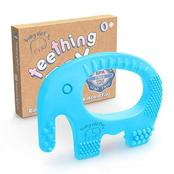 Baby Elefun Teething Toys - BPA Free Silicone, Easy to Hold Teethers With Gift Package Included, Effective Elephant Teether Ring Best for 0-6 6-12 Months Little Boy & Girl Cute Infant and Shower Gifts
