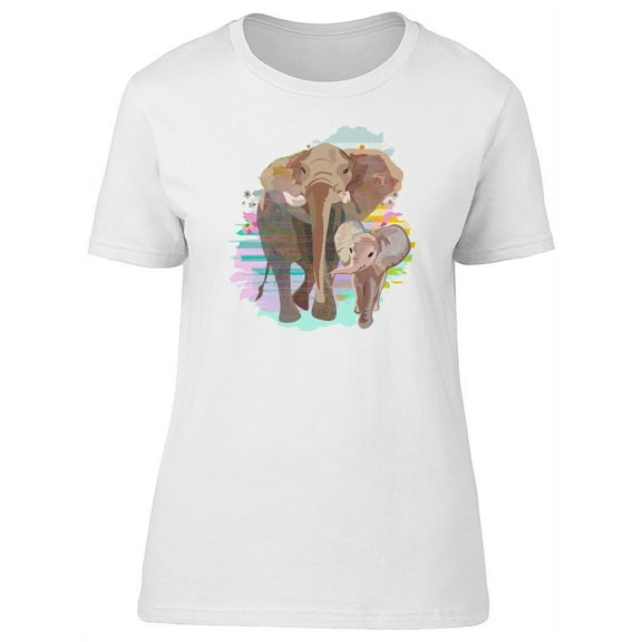 Baby Elephant And His Mom T-Shirt Women -Image by Shutterstock, Female Small