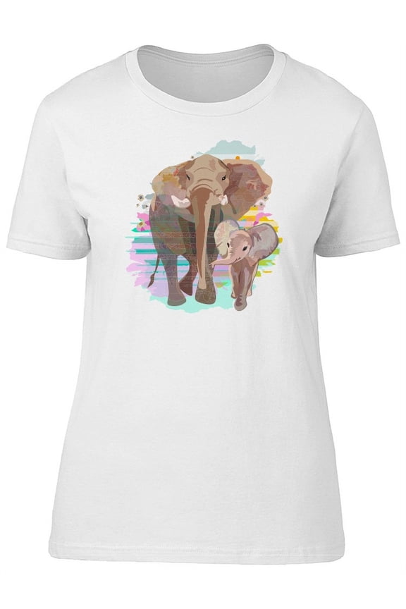 Baby Elephant And His Mom T-Shirt Women -Image by Shutterstock, Female Small