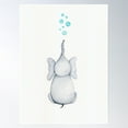 thumbnail image 1 of Baby Elephant Blows Blue Bubbles Poster Wall Art, Modern Wall Decor, 12x18 UNFRAMED, 1 of 3