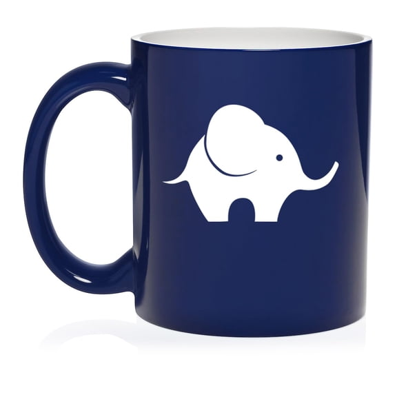 Baby Elephant Ceramic Coffee Mug Tea Cup Gift for Her, Him, Friend, Coworker, Wife, Husband, Animal Lover (11oz Blue)