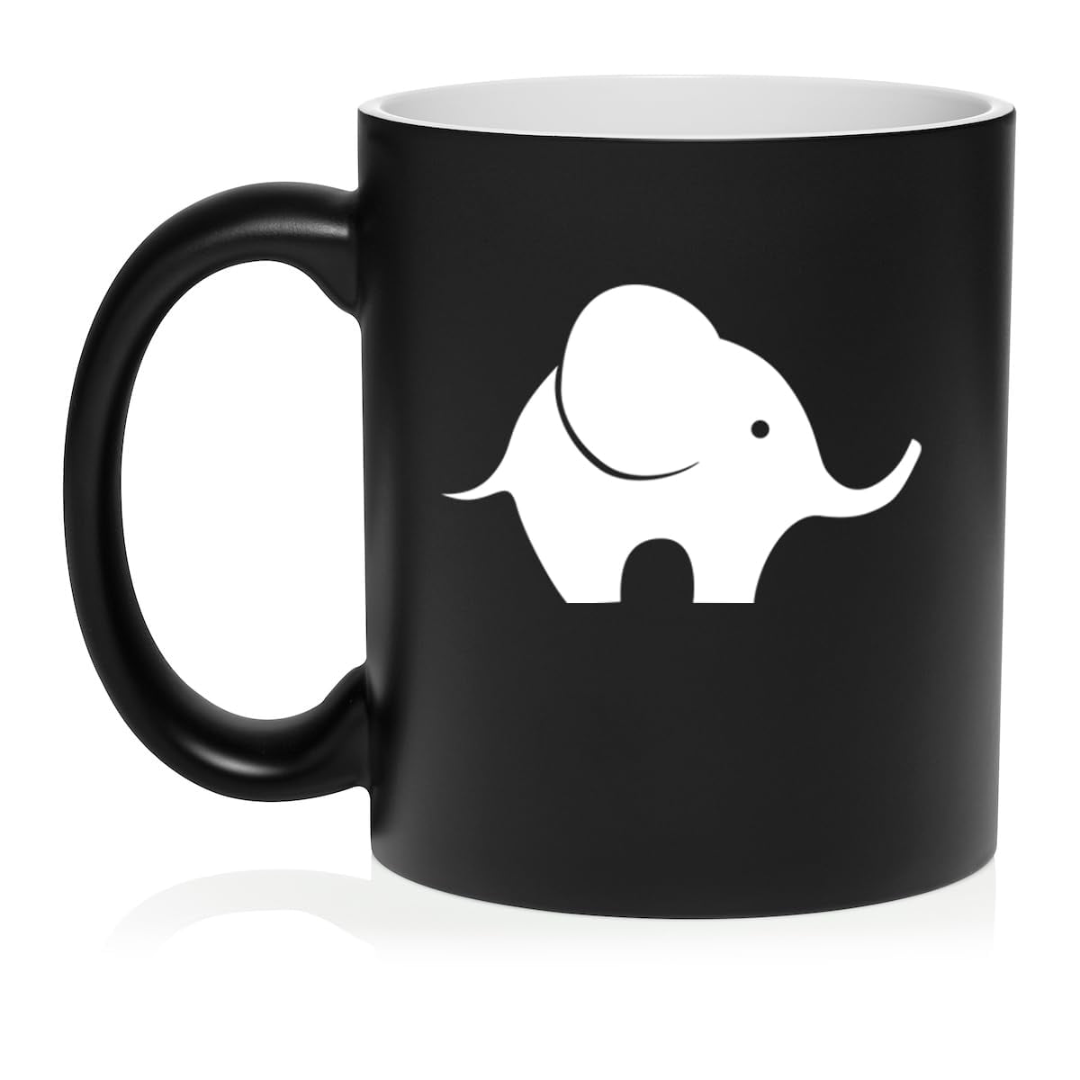Baby Elephant Ceramic Coffee Mug Tea Cup Gift for Her, Him, Friend, Coworker, Wife, Husband, Animal Lover (11oz Matte Black)