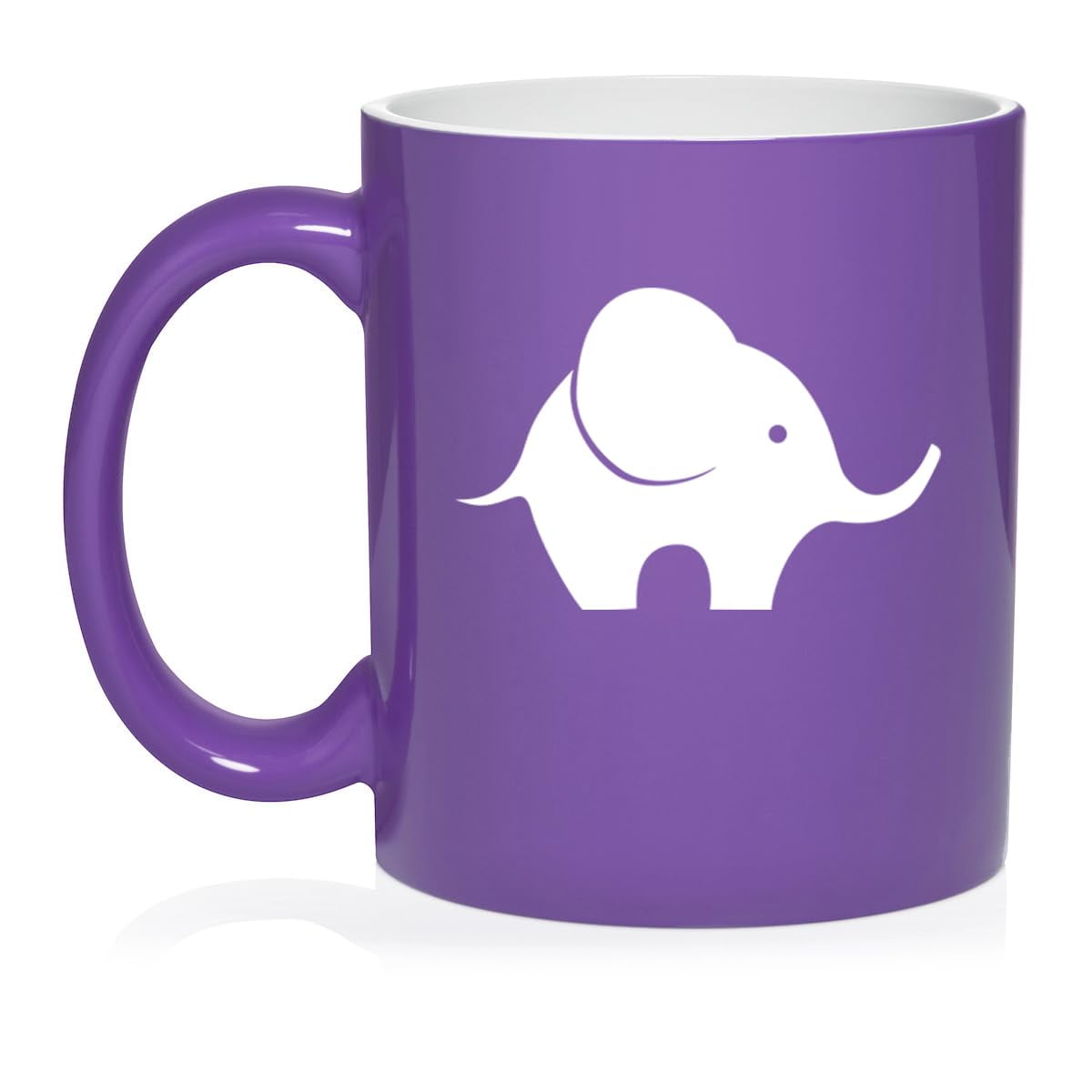 Baby Elephant Ceramic Coffee Mug Tea Cup Gift for Her, Him, Friend, Coworker, Wife, Husband, Animal Lover (11oz Purple)
