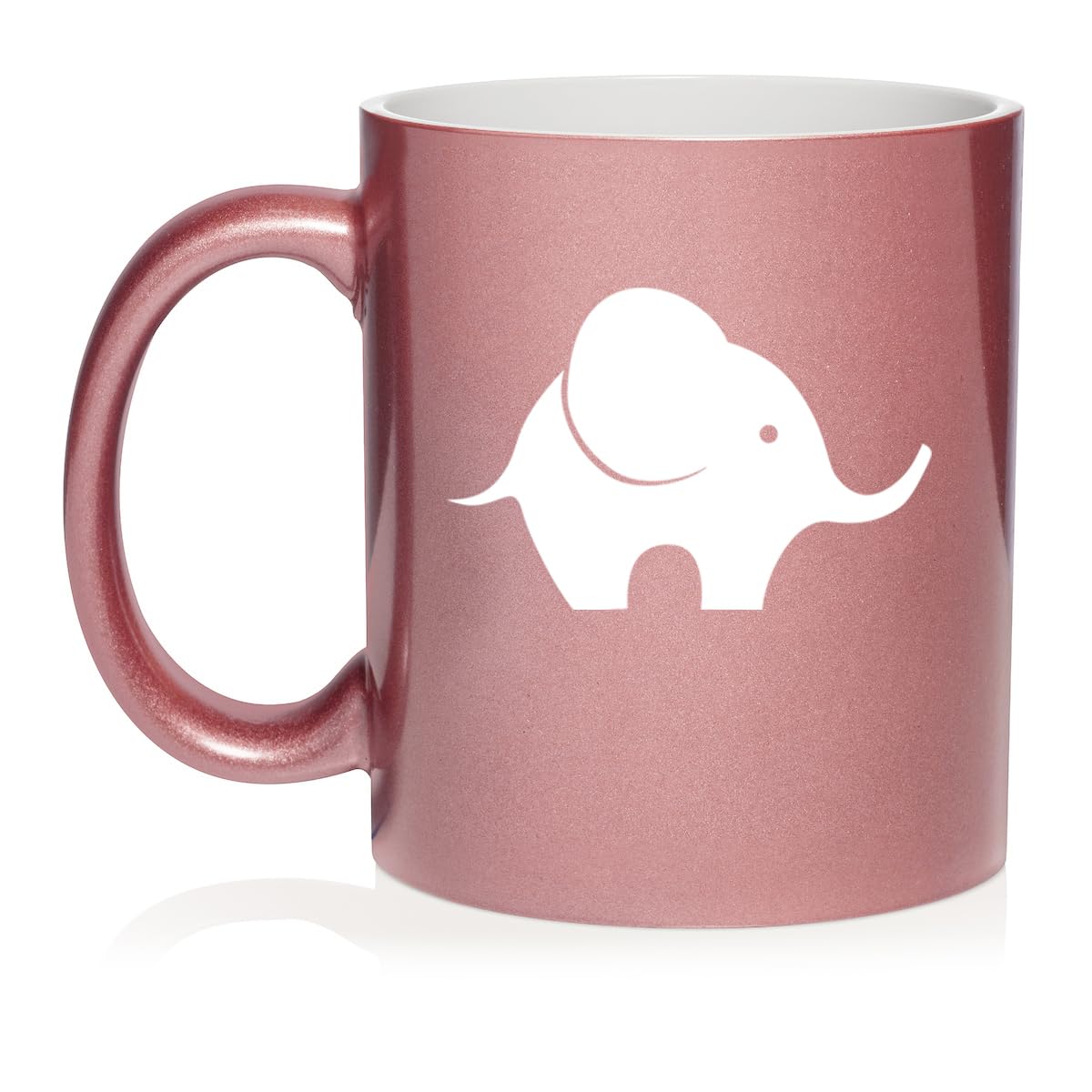 Baby Elephant Ceramic Coffee Mug Tea Cup Gift for Her, Him, Friend, Coworker, Wife, Husband, Animal Lover (11oz Rose Gold)