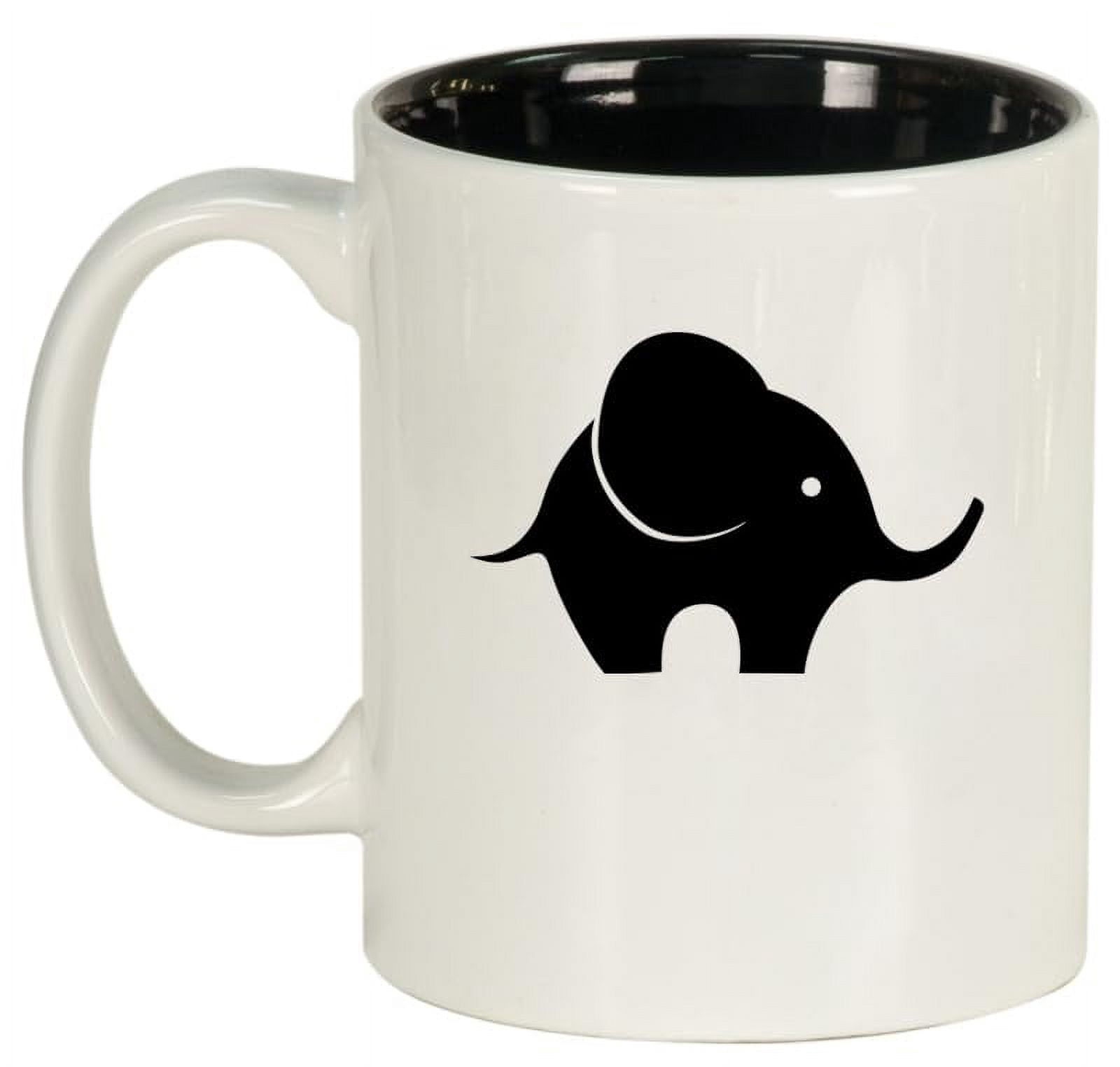 Baby Elephant Ceramic Coffee Mug Tea Cup Gift for Her, Him, Friend, Coworker, Wife, Husband, Animal Lover (11oz White)