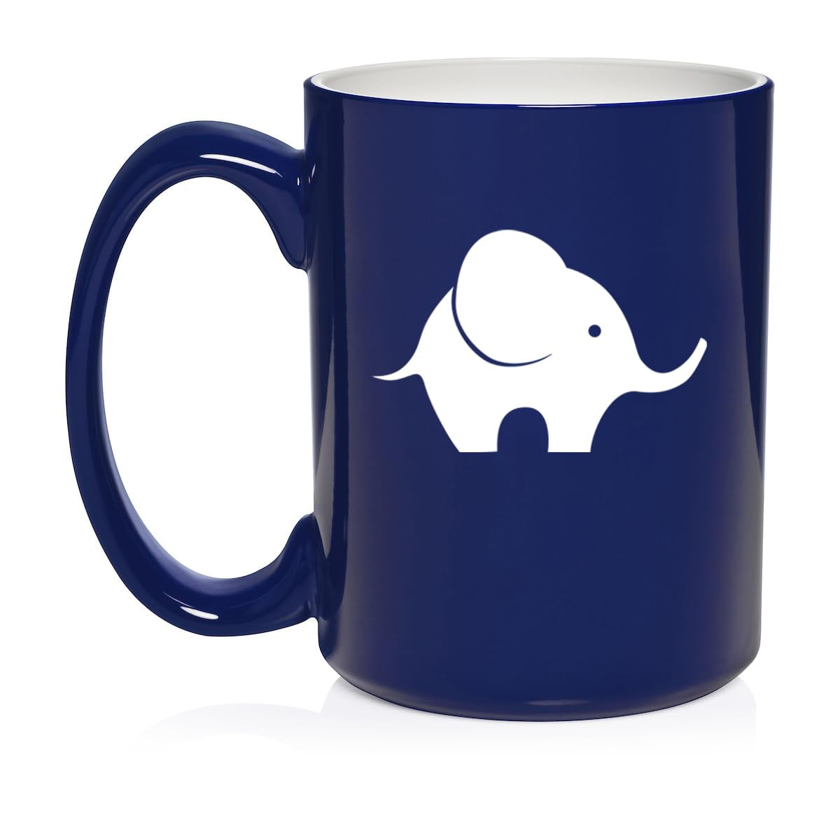 Baby Elephant Ceramic Coffee Mug Tea Cup Gift for Her, Him, Friend, Coworker, Wife, Husband, Animal Lover (15oz Blue)