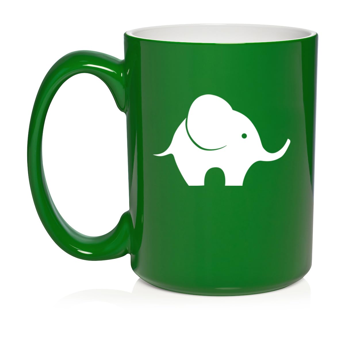 Baby Elephant Ceramic Coffee Mug Tea Cup Gift for Her, Him, Friend, Coworker, Wife, Husband, Animal Lover (15oz Green)