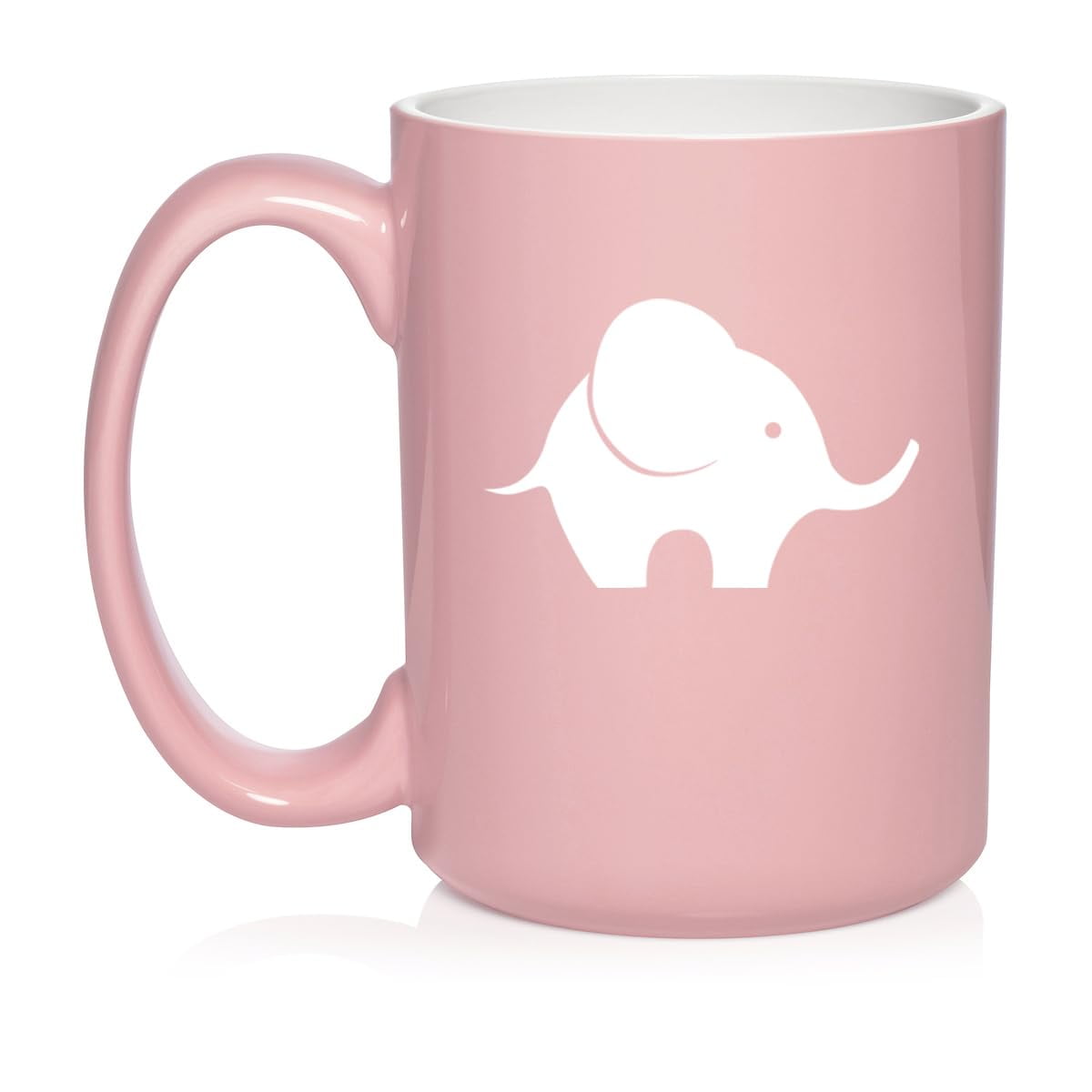 Baby Elephant Ceramic Coffee Mug Tea Cup Gift for Her, Him, Friend, Coworker, Wife, Husband, Animal Lover (15oz Light Pink)
