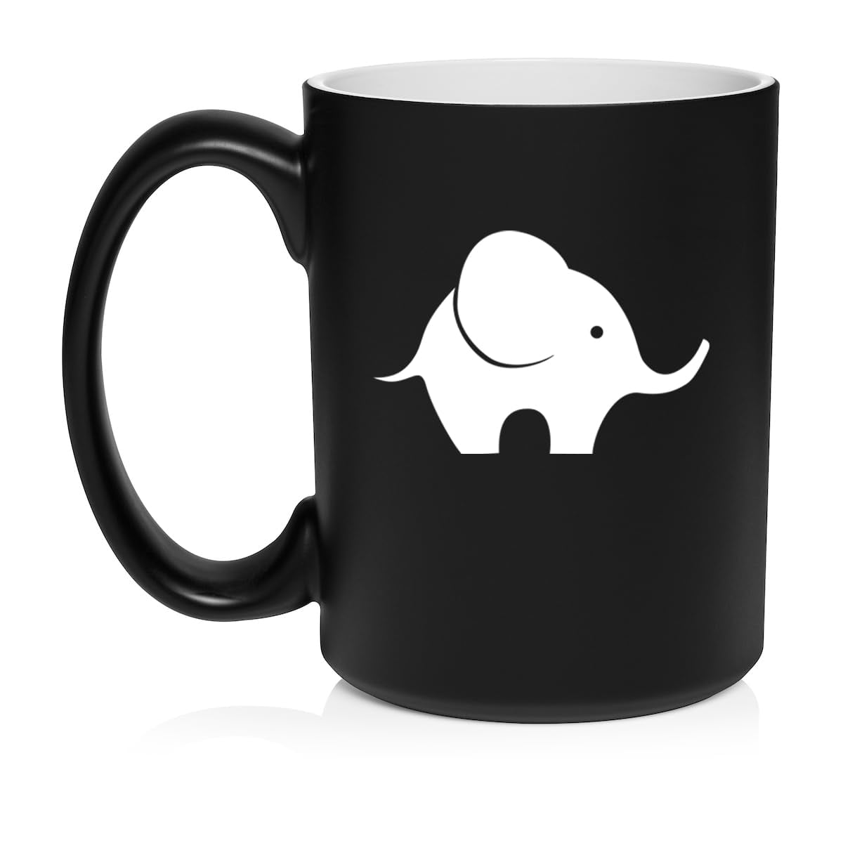 Baby Elephant Ceramic Coffee Mug Tea Cup Gift for Her, Him, Friend, Coworker, Wife, Husband, Animal Lover (15oz Matte Black)