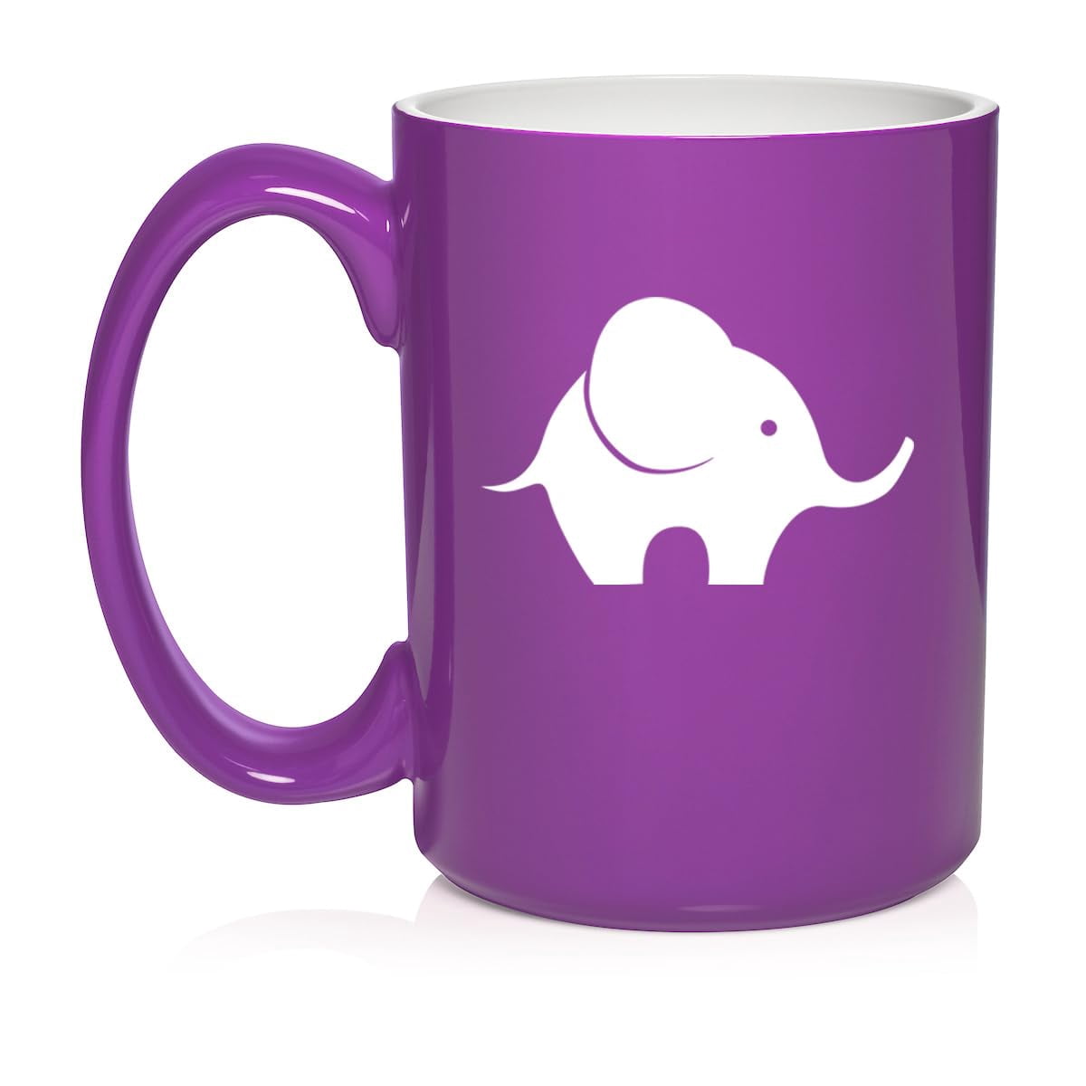 Baby Elephant Ceramic Coffee Mug Tea Cup Gift for Her, Him, Friend, Coworker, Wife, Husband, Animal Lover (15oz Purple)