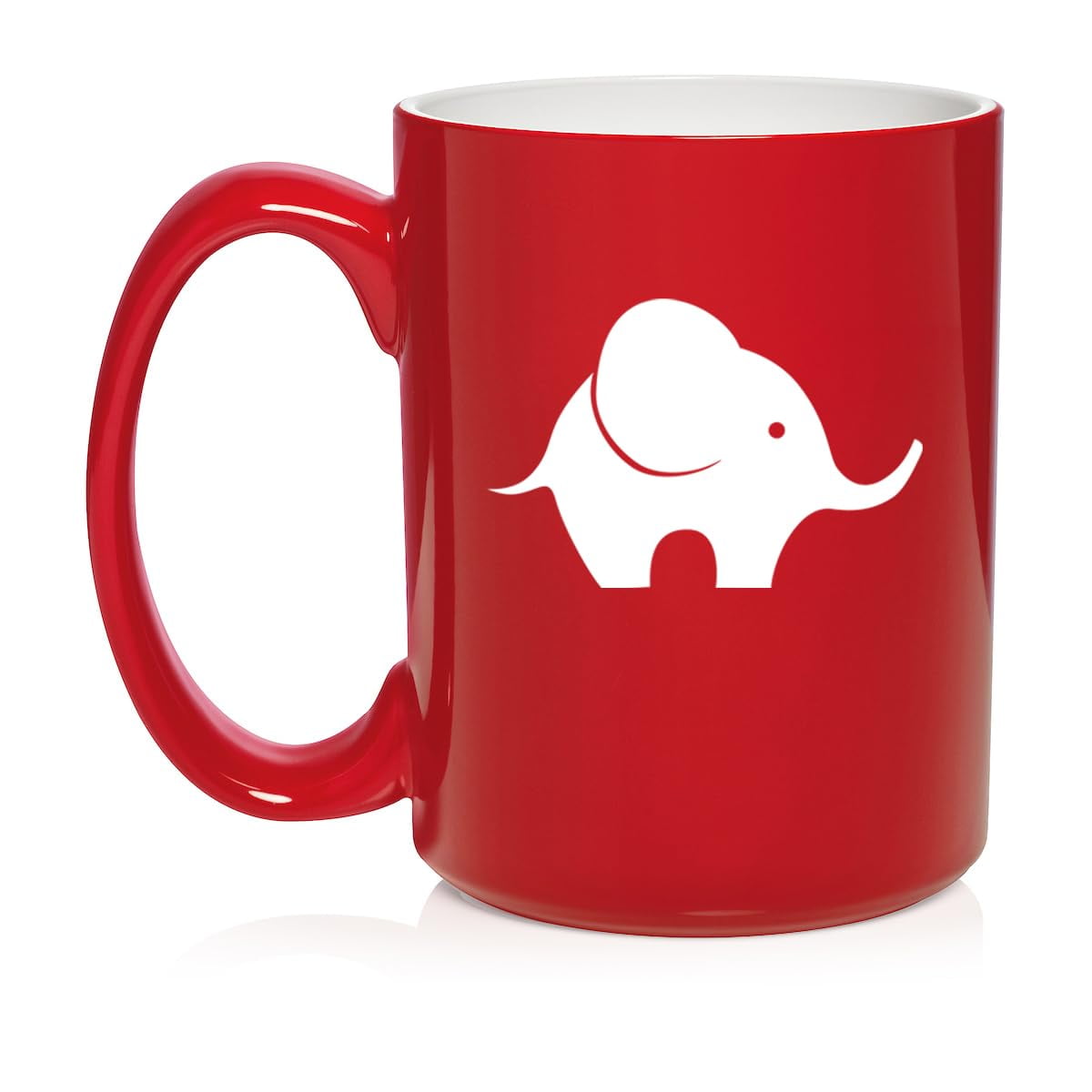 Baby Elephant Ceramic Coffee Mug Tea Cup Gift for Her, Him, Friend, Coworker, Wife, Husband, Animal Lover (15oz Red)