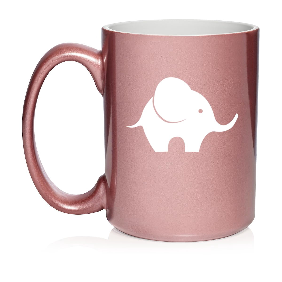Baby Elephant Ceramic Coffee Mug Tea Cup Gift for Her, Him, Friend, Coworker, Wife, Husband, Animal Lover (15oz Rose Gold)