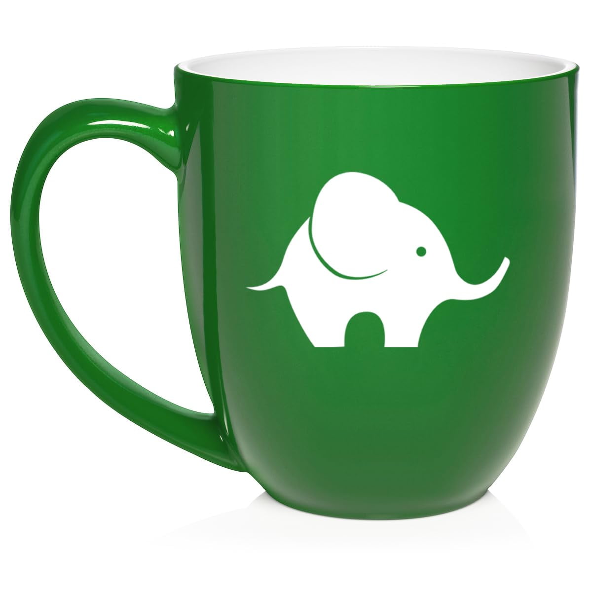 Baby Elephant Ceramic Coffee Mug Tea Cup Gift for Her, Him, Friend, Coworker, Wife, Husband, Animal Lover (16oz Green)