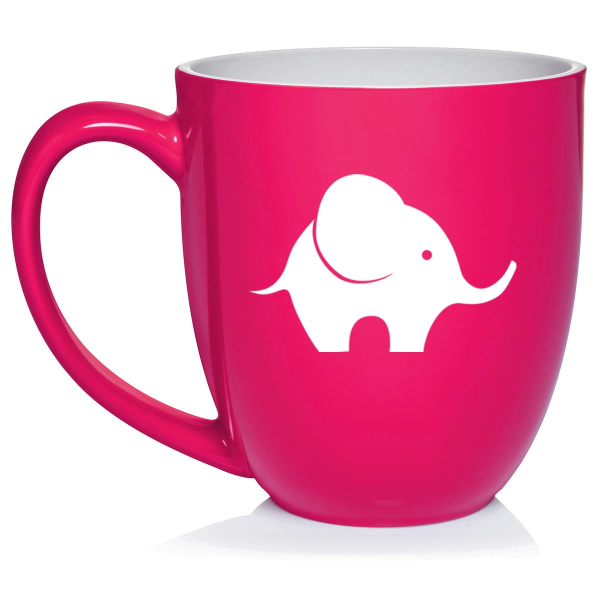 Baby Elephant Ceramic Coffee Mug Tea Cup Gift for Her, Him, Friend, Coworker, Wife, Husband, Animal Lover (16oz Hot Pink)