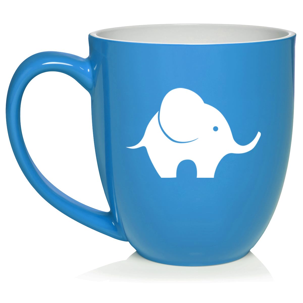 Baby Elephant Ceramic Coffee Mug Tea Cup Gift for Her, Him, Friend, Coworker, Wife, Husband, Animal Lover (16oz Light Blue)
