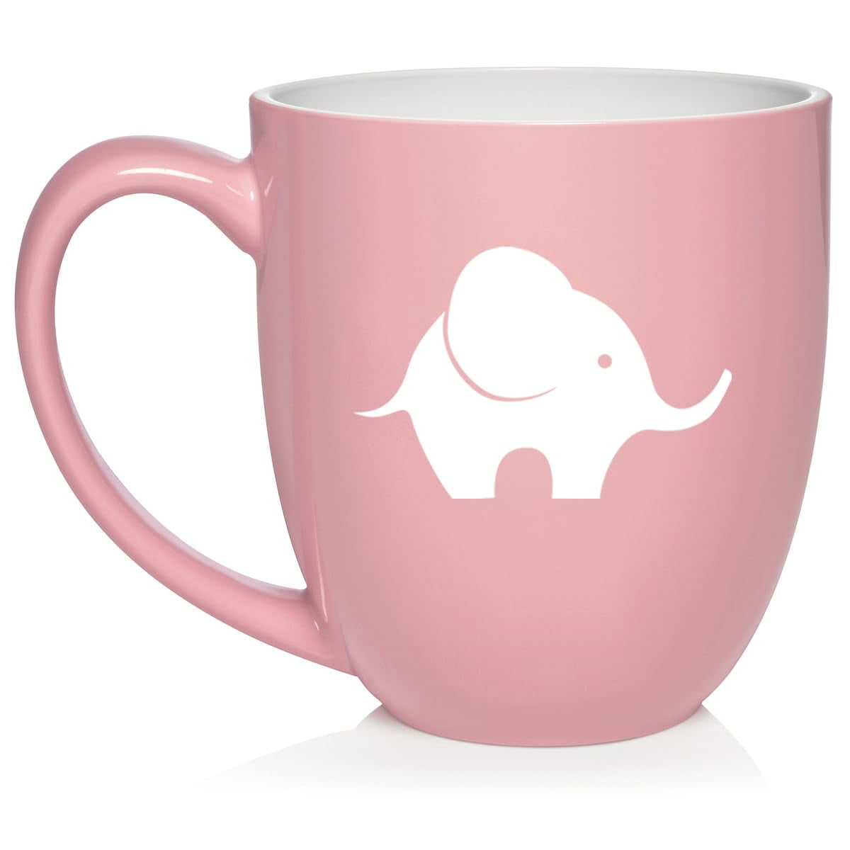 Baby Elephant Ceramic Coffee Mug Tea Cup Gift for Her, Him, Friend, Coworker, Wife, Husband, Animal Lover (16oz Light Pink)