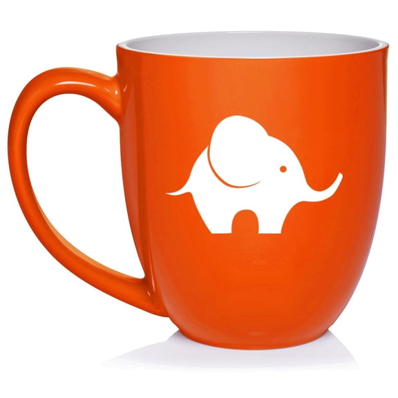 Baby Elephant Ceramic Coffee Mug Tea Cup Gift for Her, Him, Friend, Coworker, Wife, Husband, Animal Lover (16oz Orange)