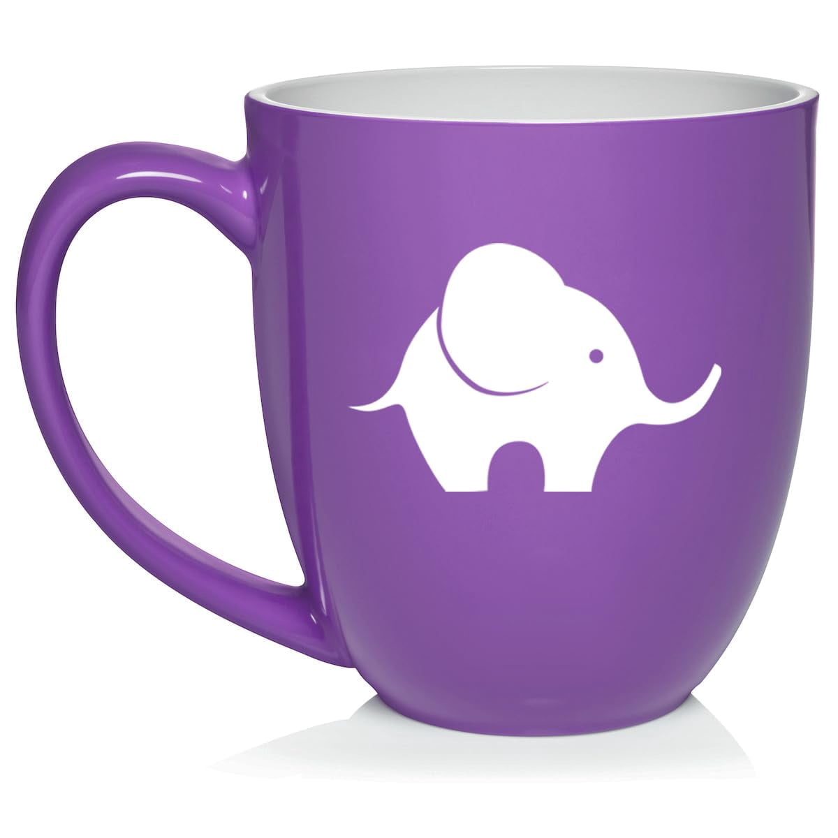 Baby Elephant Ceramic Coffee Mug Tea Cup Gift for Her, Him, Friend, Coworker, Wife, Husband, Animal Lover (16oz Purple)