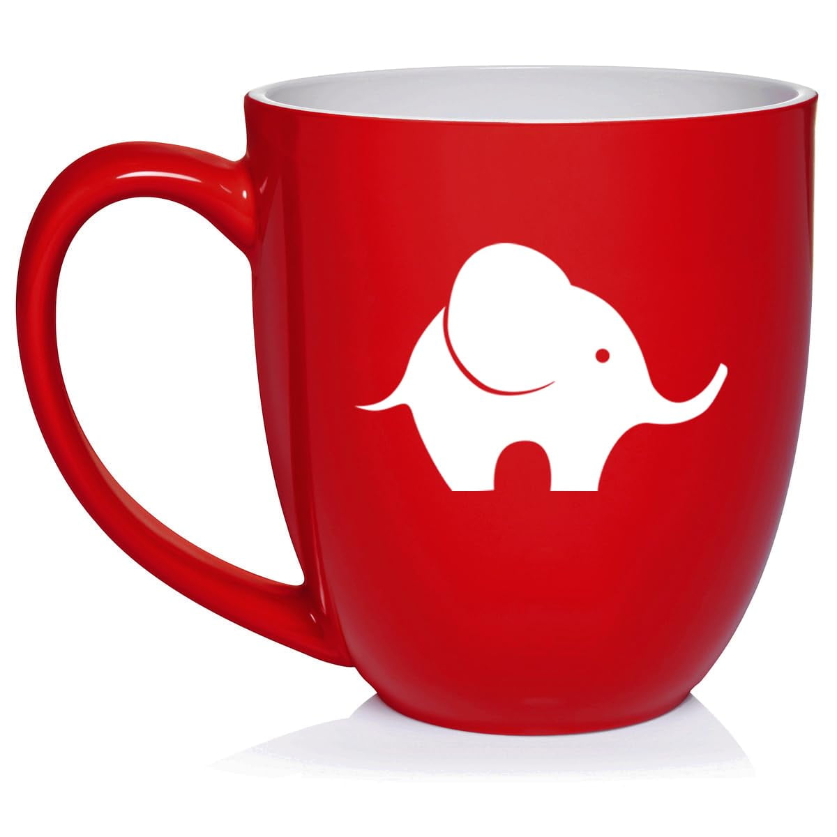 Baby Elephant Ceramic Coffee Mug Tea Cup Gift for Her, Him, Friend, Coworker, Wife, Husband, Animal Lover (16oz Red)