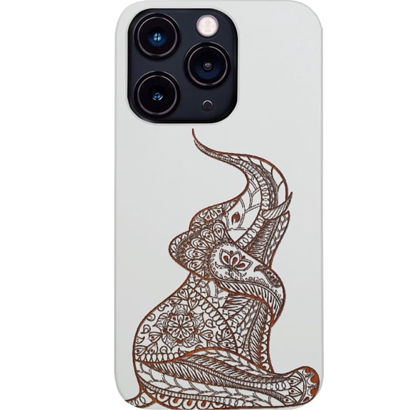 Baby Elephant - Engraved Wooden Phone Case : iPhone 15 Pro, Color: White