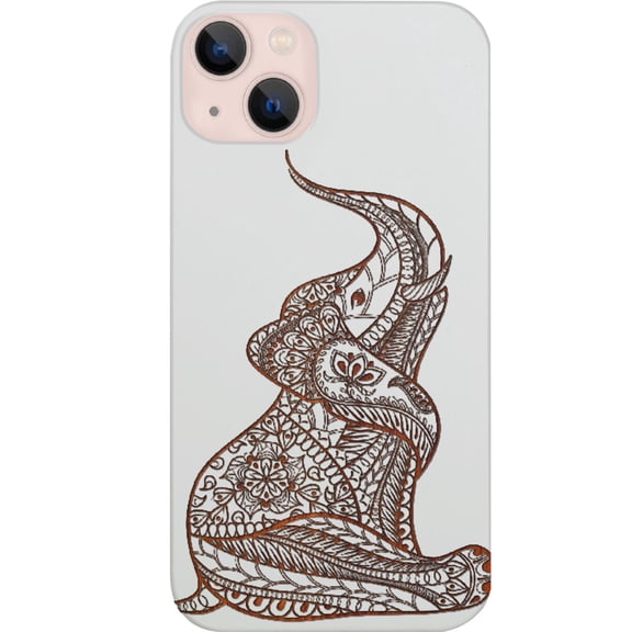 Baby Elephant - Engraved Wooden Phone case: iPhone 15, Color: White