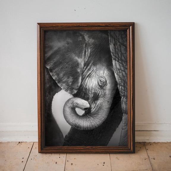 Baby Elephant Giclée Poster: Black And White Animal Photography, Unframed Poster Size 16x24