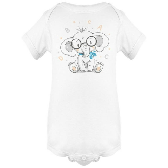 Baby Elephant In Big Glasses Bodysuit Infant -Image by Shutterstock, Newborn