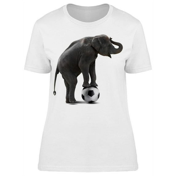 Baby Elephant On Soccer Ball T-Shirt Women -Image by Shutterstock, Female Small