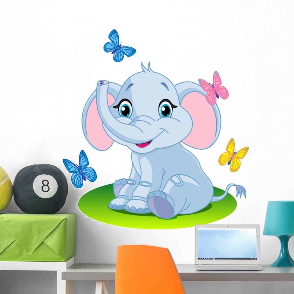 Baby Elephant Wall Decal Mural by Wallmonkeys Peel and Stick Graphic ...
