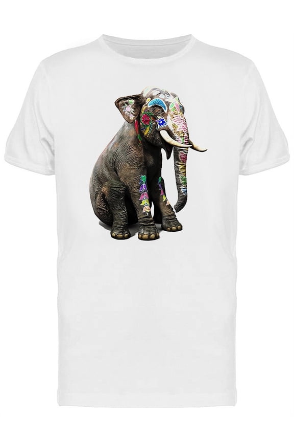 Baby Elephant With Tribal Paint T-Shirt Men -Image by Shutterstock, Male 3X-Large