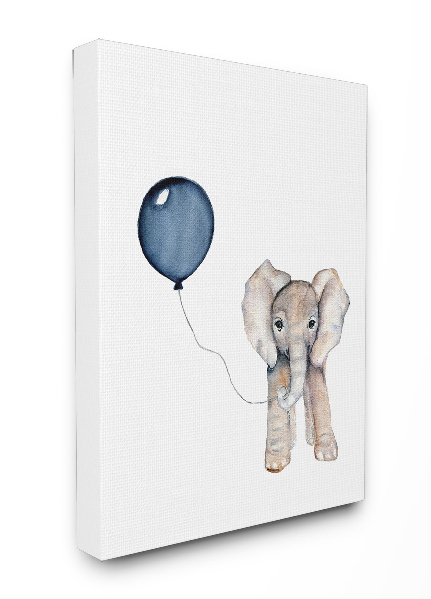 Baby Elephant with Blue Balloon Oversized Stretched Canvas Wall Art, 24 x 1.5 x 30