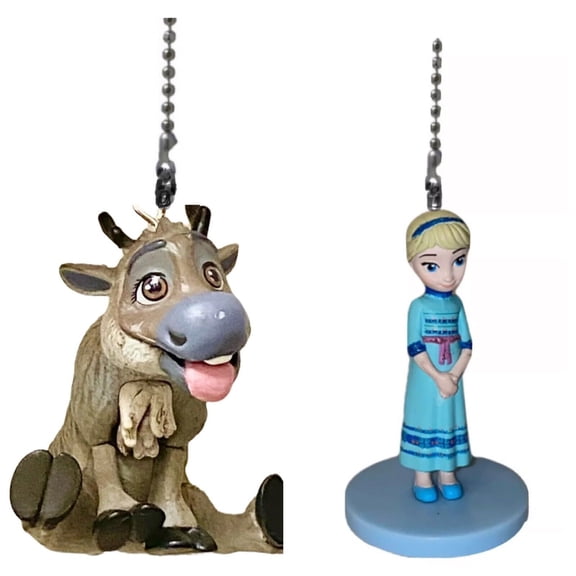 Baby Elsa & Sven Toddler Young Fan Lamp Light Pull Chain Pvc Figure Figurine 3