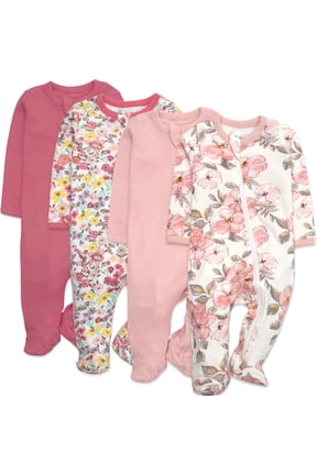 Infant Girls 3 Months 4 Pack Footie Bodysuits