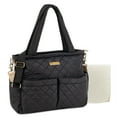 thumbnail image 1 of Baby Essentials 3 Piece Multi-Pocket Quilted Diaper Bag Tote with Removable Luggage Strap and Matching Changing Pad in Black, 1 of 10