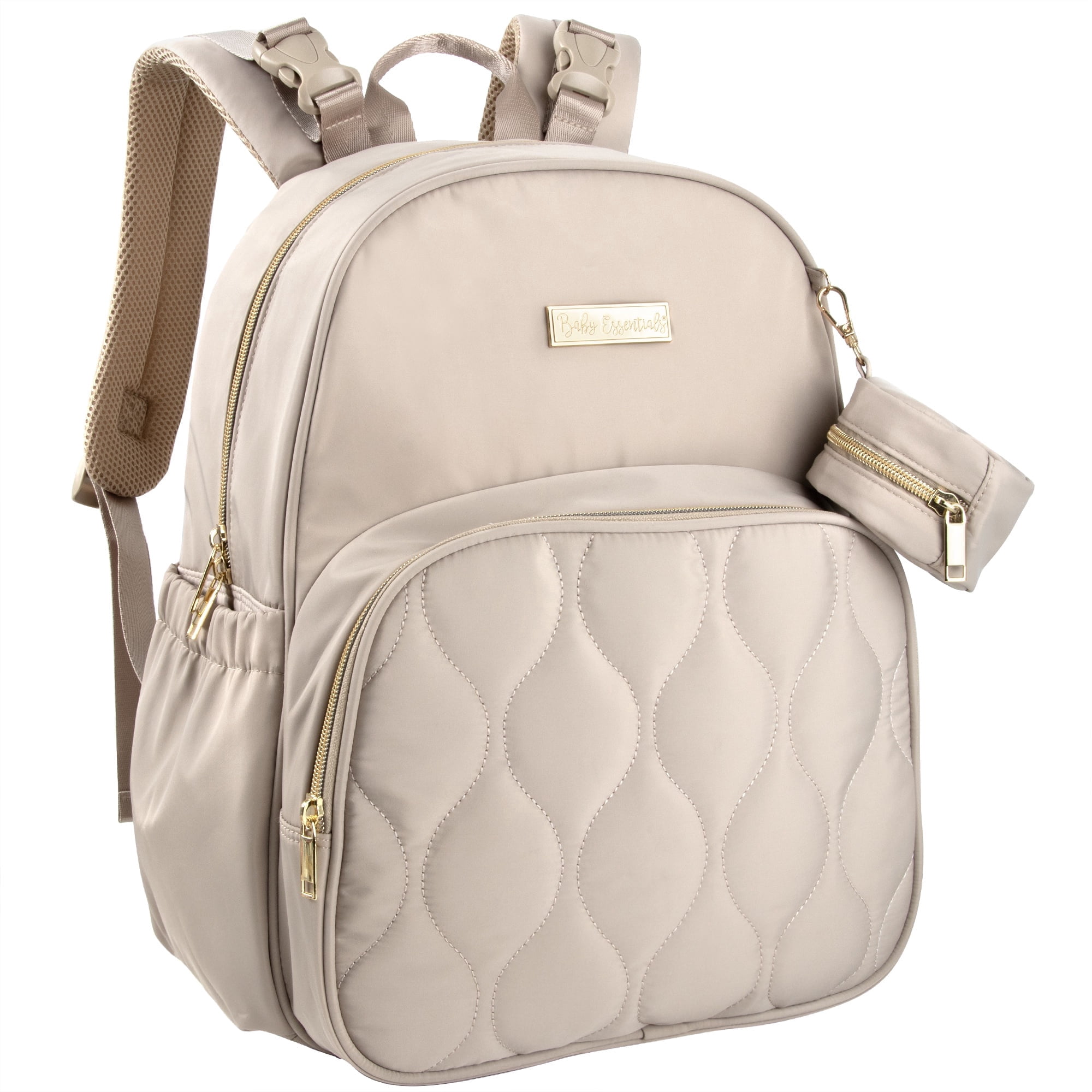 Baby Essentials 3 in 1 Diaper Bag Backpack, Changing Pad & Pacifier Pouch for Newborns, Infants, Toddlers - Quilted, Smooth, Sheek, Padded in Design